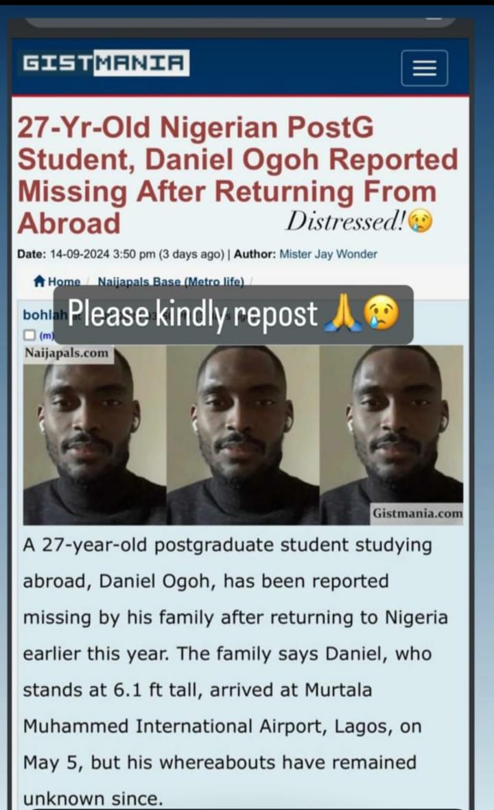 I went to secondary school with Daniel. Four months is a really long time, please repost 🙏