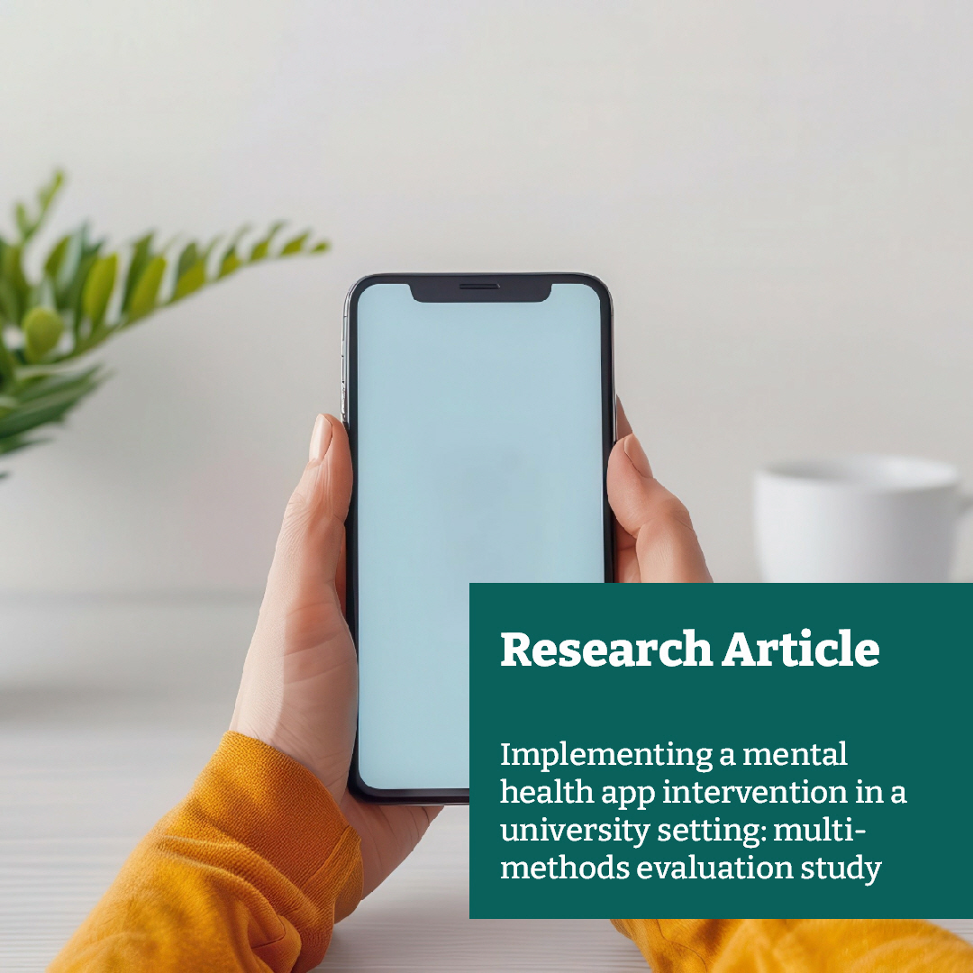 “Implementing a mental health app intervention in a university setting: multi-methods evaluation study”

Authors: Shaun Liverpool, Ken Fletcher, Tahira Kaur Chopra, David Jay, Faye Walters, Linda K Kaye

Read more: emerald.com/insight/conten…