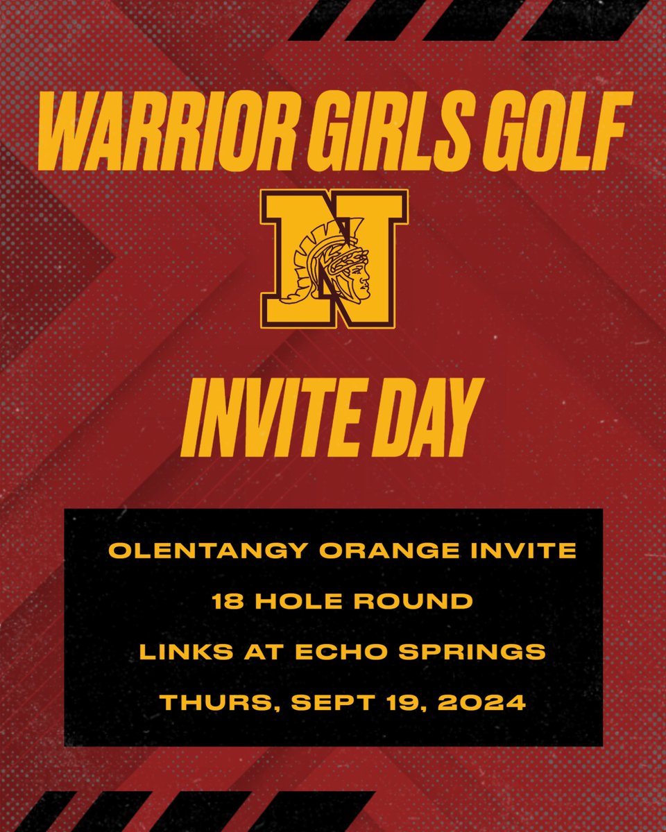 North Warriors AD (@northwarriorsad) on Twitter photo <a href="/wnhsgg/">WNHS Girls Golf</a> heads to the Links at Echo Springs today to play in the Olentangy Orange Invite.
Good luck ladies!
#ALLN β³οΈ <a href="/wnhsgg/">WNHS Girls Golf</a> heads to the Links at Echo Springs today to play in the Olentangy Orange Invite.
Good luck ladies!
#ALLN β³οΈ
