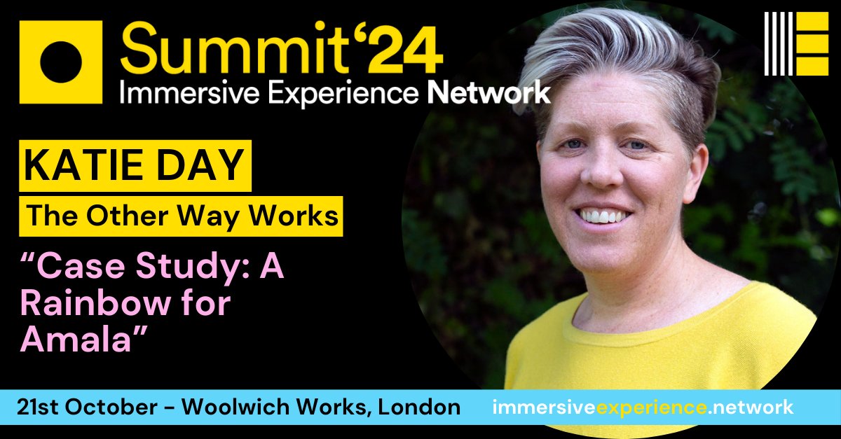 Katie Day is now on bsky @otherwayworks (@otherwayworks) on Twitter photo I'll be presenting a case study with <a href="/MrJohnSear/">John Sear</a> & <a href="/BhucharBvrd/">Sudha Bhuchar</a> about making our interactive storybook: A Rainbow for Amala at the IEN's Summit 24 on 21 October in London. Tickets available at immersiveexperience.network/huddle-events/… & they've got great discounts on interactive shows in Oct too I'll be presenting a case study with <a href="/MrJohnSear/">John Sear</a> & <a href="/BhucharBvrd/">Sudha Bhuchar</a> about making our interactive storybook: A Rainbow for Amala at the IEN's Summit 24 on 21 October in London. Tickets available at immersiveexperience.network/huddle-events/… & they've got great discounts on interactive shows in Oct too