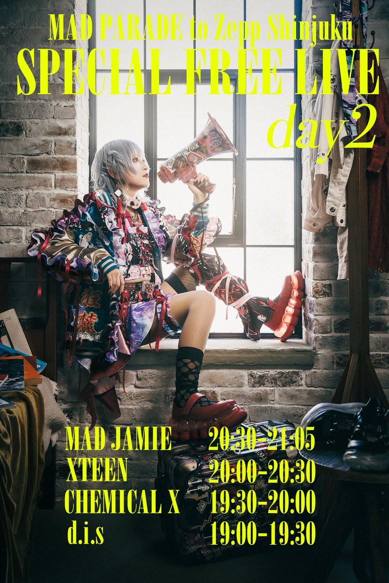 xteen_official's tweet image. #XTEEN #FreeGIG
@madjamie_tokyo Presents
MAD PARADE to ZeppShinjuku
SPECIAL #FREELIVE DAY2
9月24日(火) 渋谷CHELSEA HOTEL
OPEN 18:30 / ENTRANCE FREE
[TAITE]
20:00-20:30 #XTEEN
21:05-XX:XX 終演後物販
#入場無料 (+2D)
t.livepocket.jp/e/489gp