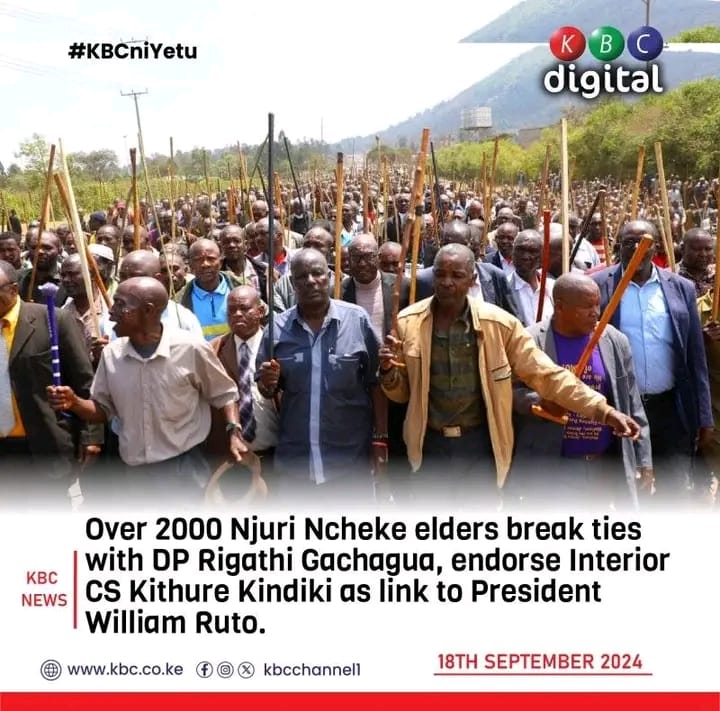 Truepastoralist's tweet photo. OVER 2,000 Njuri Ncheke elders break ties with DP Gachagua, endorse Interior CS @KindikiKithure  as their link to President Ruto @WilliamsRuto

Before you offend people,prepare your mind for thwie choice of retaliation. You're not the only Leader on earth.

My polite advise to the Mitego Ambassador,If you want to shake a tree with a beehive, be sure to know how to deal with the bees,when they sting they do it unapologetically and without mercy .

When it rains it pours heavily.Meanwhile I'm laughing in a manner that pleases the Lord and the Mountain 🤣🤣.

@KIMANIICHUNGWAH @KBCChannel1

#pastoralistchildspeaks
