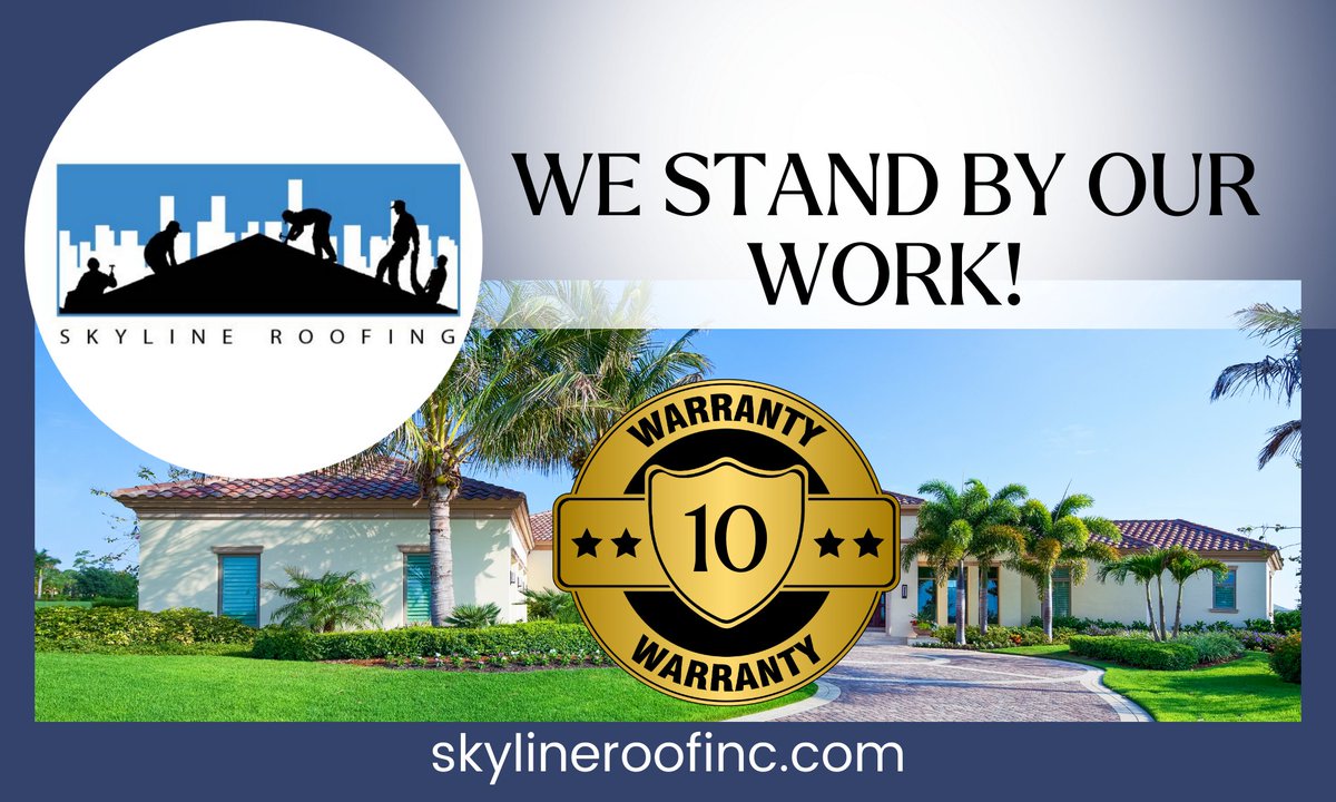 SkyLineRoofInc's tweet image. 🛡️🏆 We stand by our work! SkyLine Roofing offers an unbeatable 10-Year No Leak Warranty on all residential installations. Ready for a worry-free roof? 👉 skylineroofinc.com/residentialroo… #WarrantyProtection #RoofingExcellence