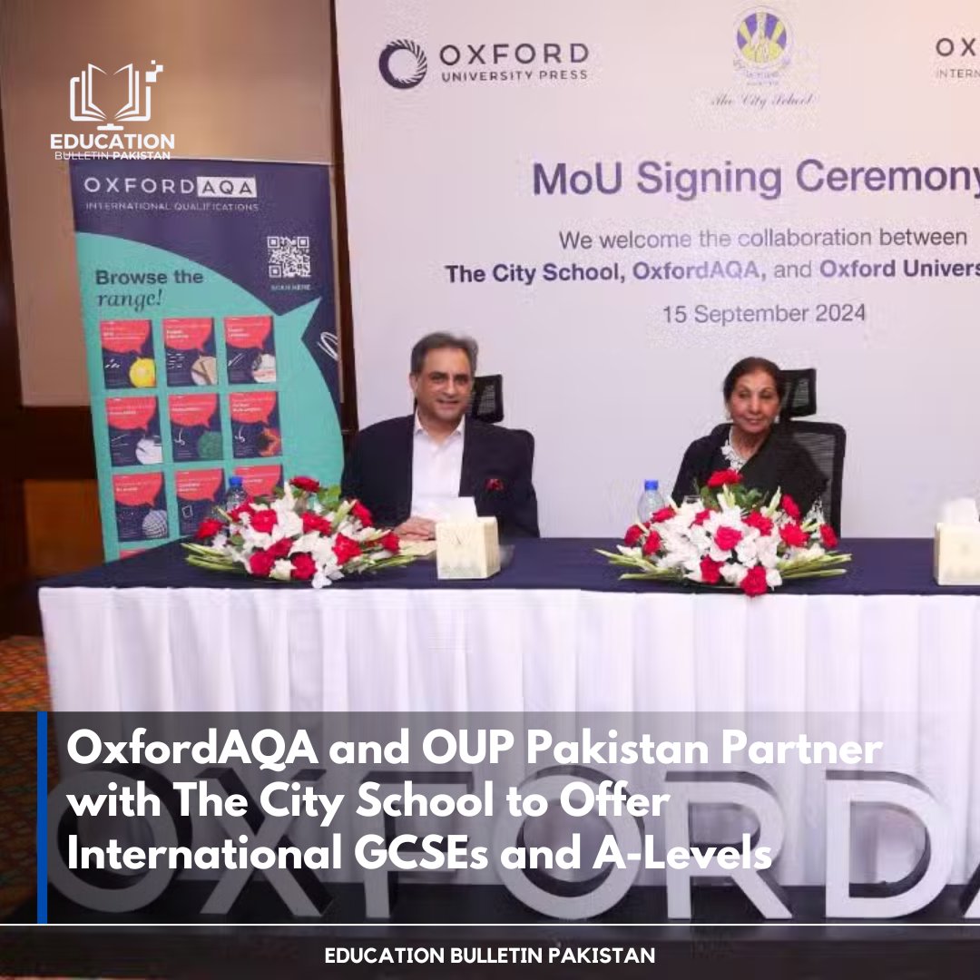 EduBulletinPK's tweet photo. OxfordAQA and OUP Pakistan partner with The City School to offer International GCSEs and A-Levels.

 #OxfordAQA #OUPPakistan #TheCitySchool #InternationalGCSE #ALevels https://t.co/E4uP2NBtsX