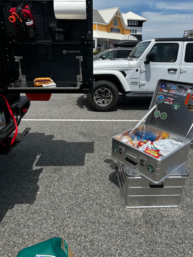 Lunch while waiting for an OBX Ferry with my  <a href="/zarges/">Torsten Zarges</a>.usa
Adventures are made possible with the great support from
@ashevillevehicleoutfitters⁠
<a href="/ok4wd/">OK4WD</a> 
@alucab_usa⁠
@gp_factor⁠
<a href="/zarges/">Torsten Zarges</a>.usa 
@bubbarope_ 
#explore #bfgko2 #gladiator #overlandbound #overland #alucab #overlandlife