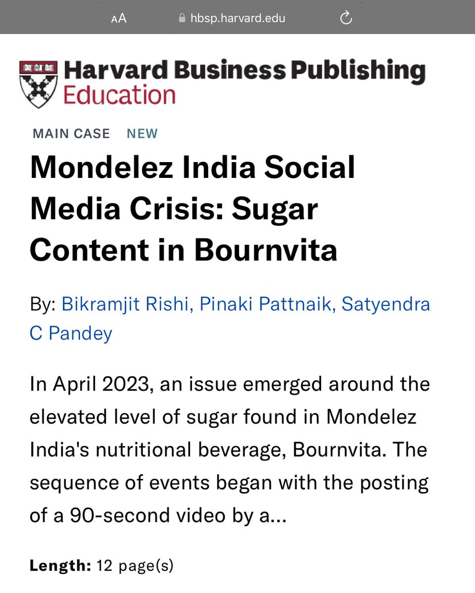 foodpharmer2's tweet photo. From getting rejected by Harvard 2 times to becoming a Harvard Case Study, it’s been a rewarding journey!

I took a major risk in April 2023, and I left the US after living there for 13 years, and I came to India to spread heath literacy. Within a week of me coming to India, I made a video exposing Bournvita and it became a national controversy.

I faced legal challenges from Bournvita and I did not make a single rupee for more than a year. But this eventually backfired on Bournvita and they were forced to reduce their sugar by 15%!

After 1.5 years, this incident has finally become a case study on Harvard Business Review. This case study can now be accessed in 168 countries. 

In the last 1.5 years, I have been criticized and mocked by relatives and friends for leaving my job in the US. My family has also been extremely worried about my future.

This last 1.5 years have been stressful for me both emotionally and financially, but I am really grateful to everyone for all the love and support!

Satyamev Jayate (Truth always prevails)