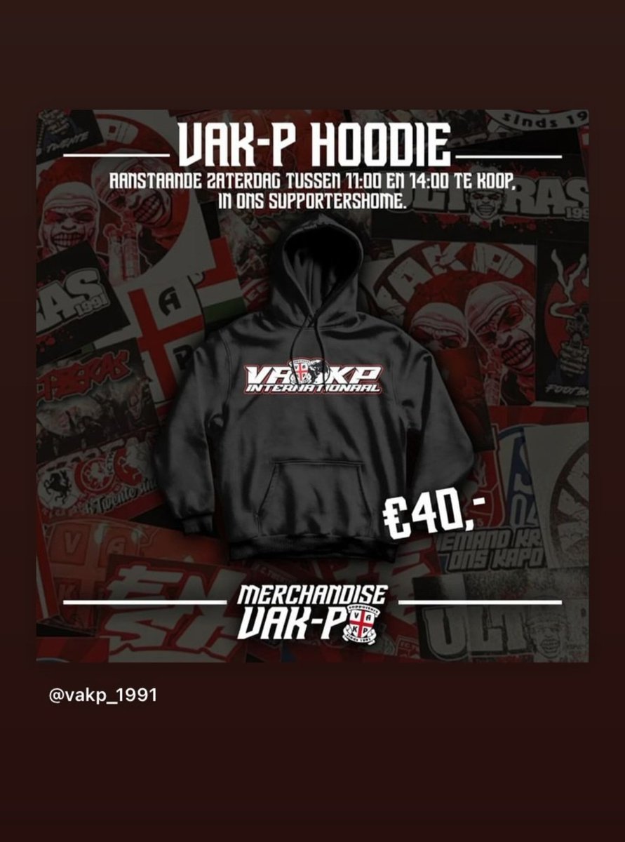 Zaterdag tussen 11.00 en 14.00 uur verkoop VakP hoodie #VakP #FCTwente