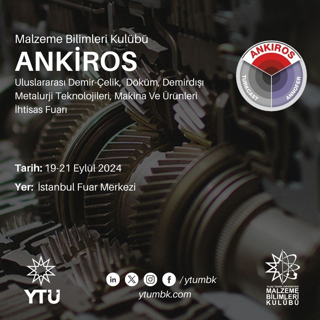 Metalurji sektörünün uluslararası buluşma noktası olan ANKIROS Fuarı’nda biz de yerimizi aldık🚀

19-21 Eylül tarihleri arasında Hall 3/ A-5’deki standımıza herkesi bekliyoruz!

Başvuru formu: docs.google.com/forms/d/e/1FAI…

Son Başvuru Tarihi: 18 Eylül 18.00