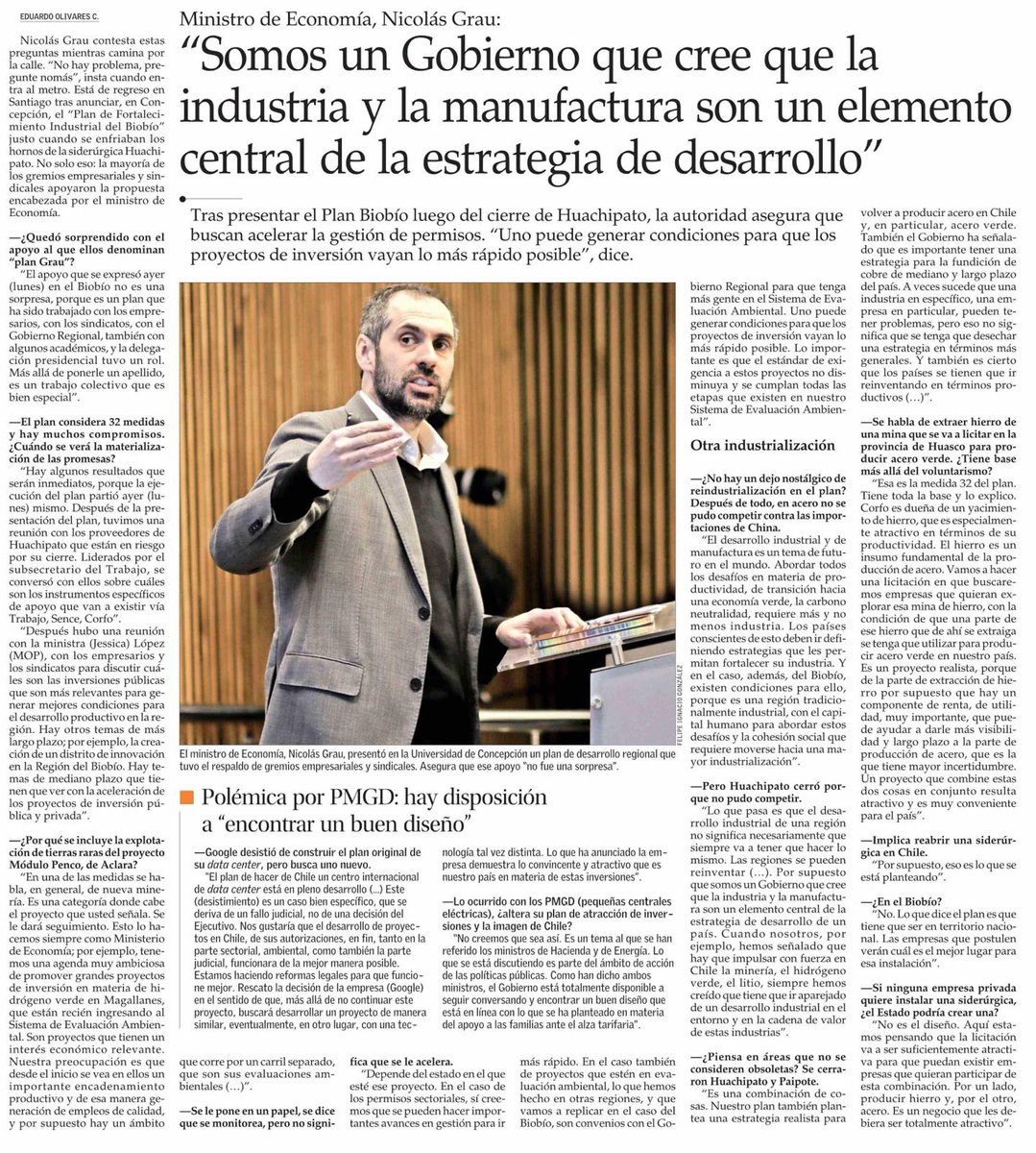 “Somos un Gobierno que cree que la industria y la manufactura son un elemento central de la estrategia de desarrollo” @ElMercurio_cl
