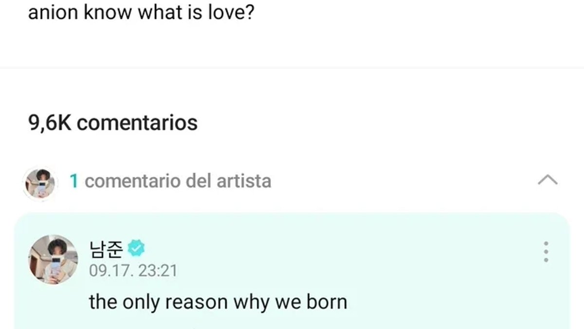 💜: alguém sabe o que é o amor?

🐨: é a única razão do porquê existimos. 

ele é viciado em amar 😭
