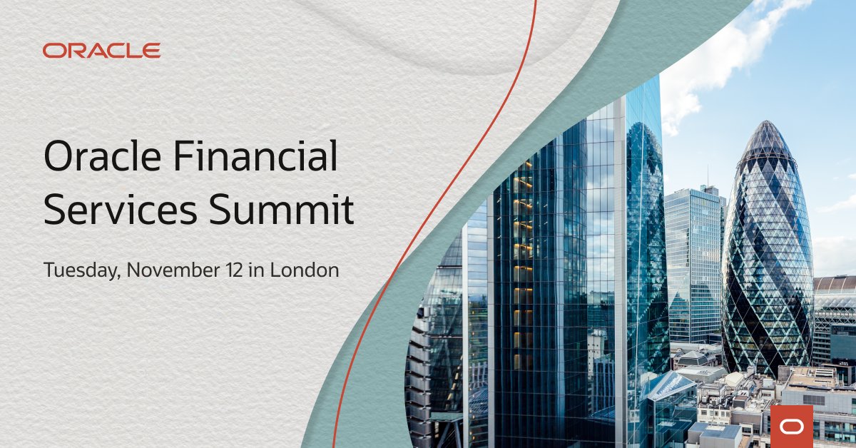 SonyaJones65's tweet photo. @Oracle’s Financial Services Summit in London is an exclusive event marking the next big innovations in #banking. The event will unveil next-generation, cloud-based solutions with #AI to help better serve customers and safeguard their #data. https://t.co/7SISN3sIwM https://t.co/RQZ1S7ACR4