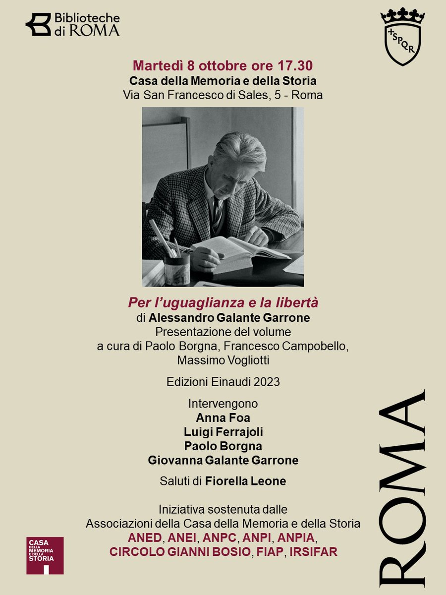 Istoreto vi invita alla presentazione del libro Per l’uguaglianza e la libertà di Alessandro Galante Garrone (Einaudi, 2023).