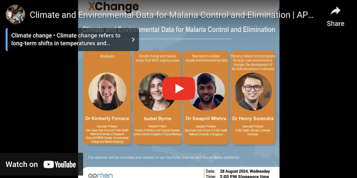 MalariaWorld__'s tweet photo. Video: Watch the recorded APMENxChange webinar "Climate and Environmental Data for Malaria Control and Elimination".

#malaria #climatechange #webinar

Watch this webinar: https://t.co/b4vDy7eenp https://t.co/ET0rL1rnxU