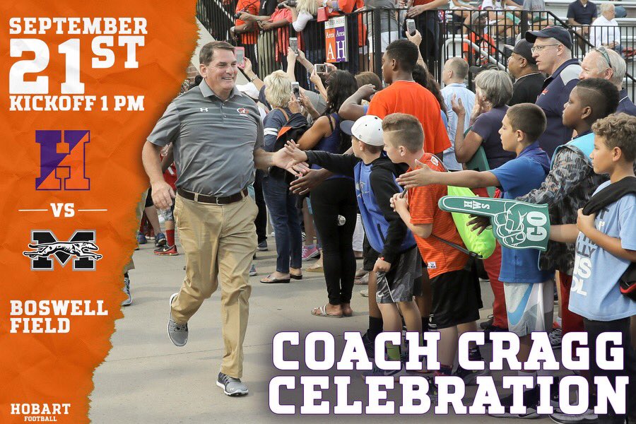 Excited to recognize Coach Cragg <a href="/CoachCragg/">Mike Cragg</a> and his impressive career leading the Hobart Football team this Saturday at Boswell Field. A Hall of Fame coach, great mentor and friend. 
#TheHobartWay