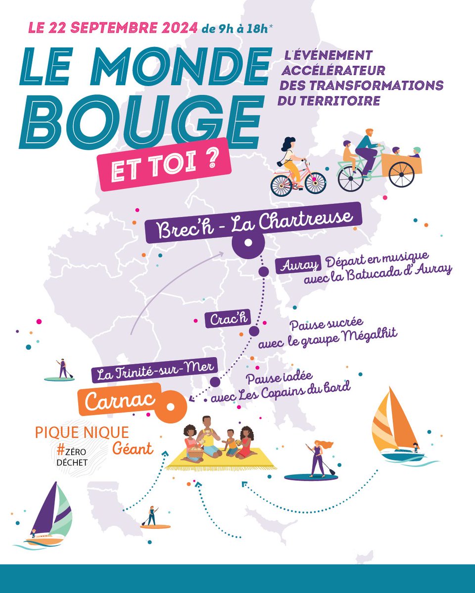 Les Circulaires se rapprochent... RDV au village d'arrivée à Carnac Plage le 22 septembre pour une journée festive et ouverte à tous ! 

🚴 Un Circui’Terre : tous à vélo ! Pour petits et grands, amateurs ou expérimentés… De Brech à Carnac, 20km de… dlvr.it/TDNRSW