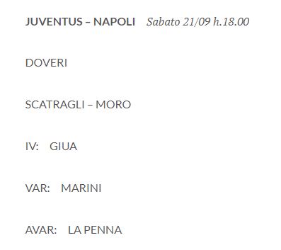capuanogio's tweet image. #JuventusNapoli sarà arbitrata da #Doveri con la Var Marini
