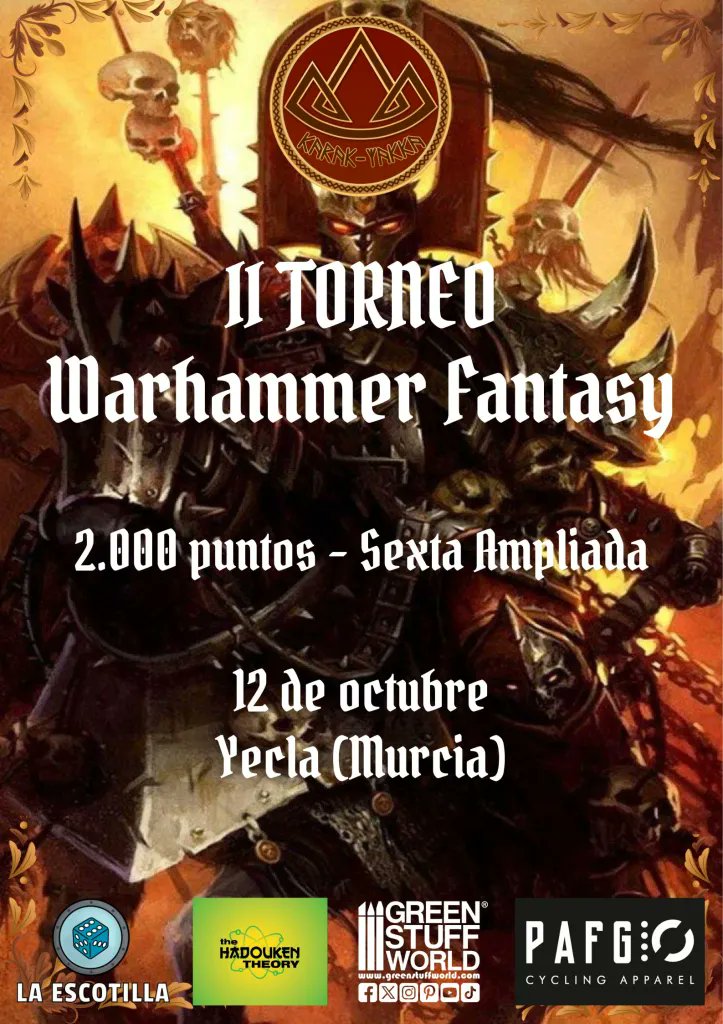 KarakYakka's tweet photo. Ya podemos adelantar los ejércitos que estarán representados en nuestro II Torneo

#WarhammerFantasy #SextaAmpliada https://t.co/4zRzixOepn