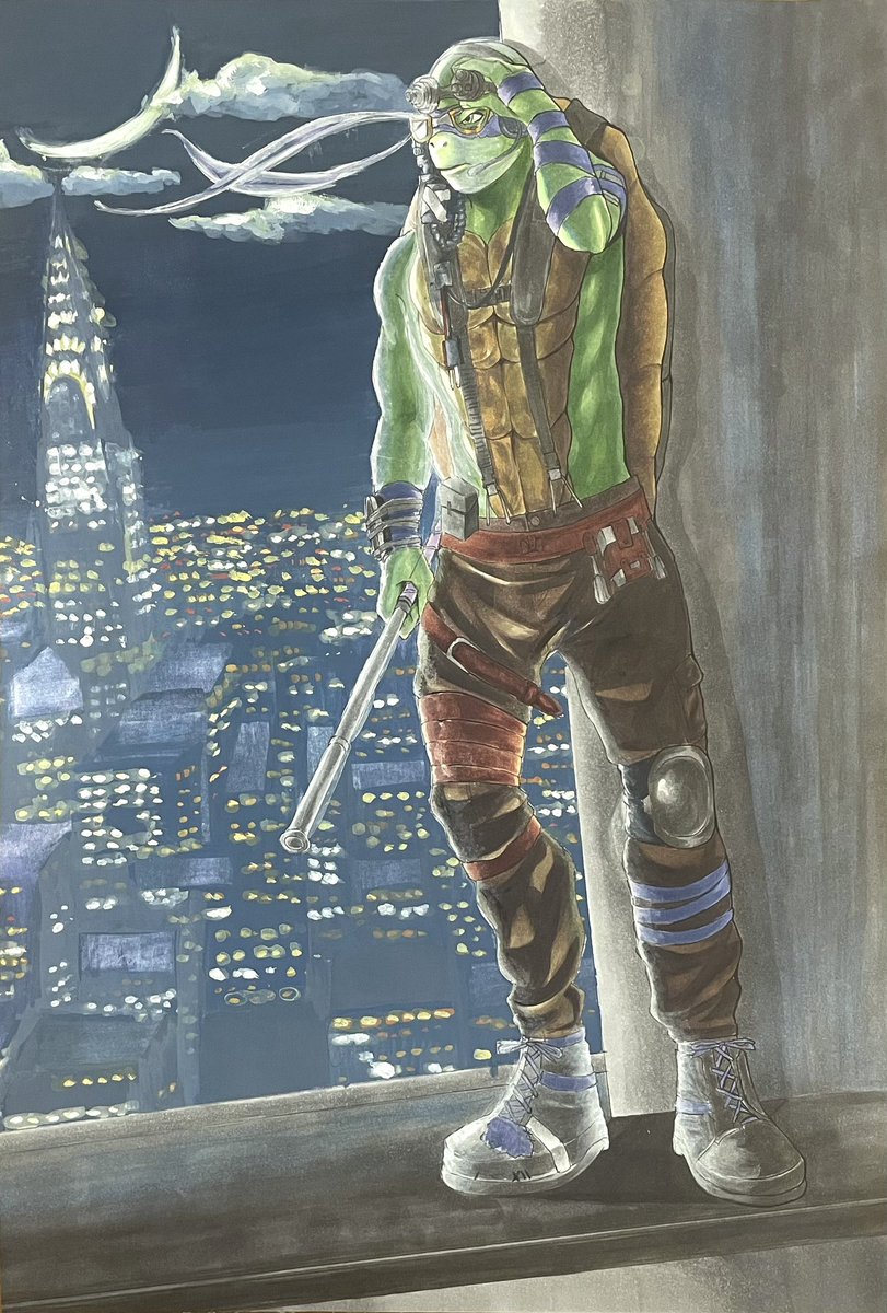 Q_tamap's tweet photo. 実写版ドナテロ🐢
 #TeenageMutantNinjaTurtles
 #イラスト  #アナログイラスト https://t.co/xLB4bdNJWj