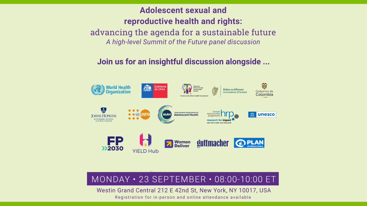 YIELD Hub (@hub_yield) on Twitter photo Don’t miss out! The High-Level Event on #AdolescentHealth is on 23 Sept. Join us as we bring together youth leaders and policymakers to shape the future. Save the date and connect online: pmnchweb.typeform.com/to/M6PZ0KWr?ty…
#SRHR #UNGA <a href="/UNFPA/">UNFPA</a> <a href="/WomenDeliver/">Women Deliver</a> <a href="/PlanGlobal/">Plan International</a> Don’t miss out! The High-Level Event on #AdolescentHealth is on 23 Sept. Join us as we bring together youth leaders and policymakers to shape the future. Save the date and connect online: pmnchweb.typeform.com/to/M6PZ0KWr?ty…
#SRHR #UNGA <a href="/UNFPA/">UNFPA</a> <a href="/WomenDeliver/">Women Deliver</a> <a href="/PlanGlobal/">Plan International</a>