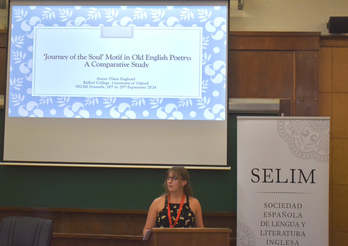 Segunda sesión de <a href="/SELIM34Granada/">SELIM34Granada</a> .
Anine Englund, de <a href="/BalliolOxford/">Balliol College</a> <a href="/UniofOxford/">University of Oxford</a> , habla sobre “The Journey of the Soul and Body: A Comparative Study of Old English Poetry”.