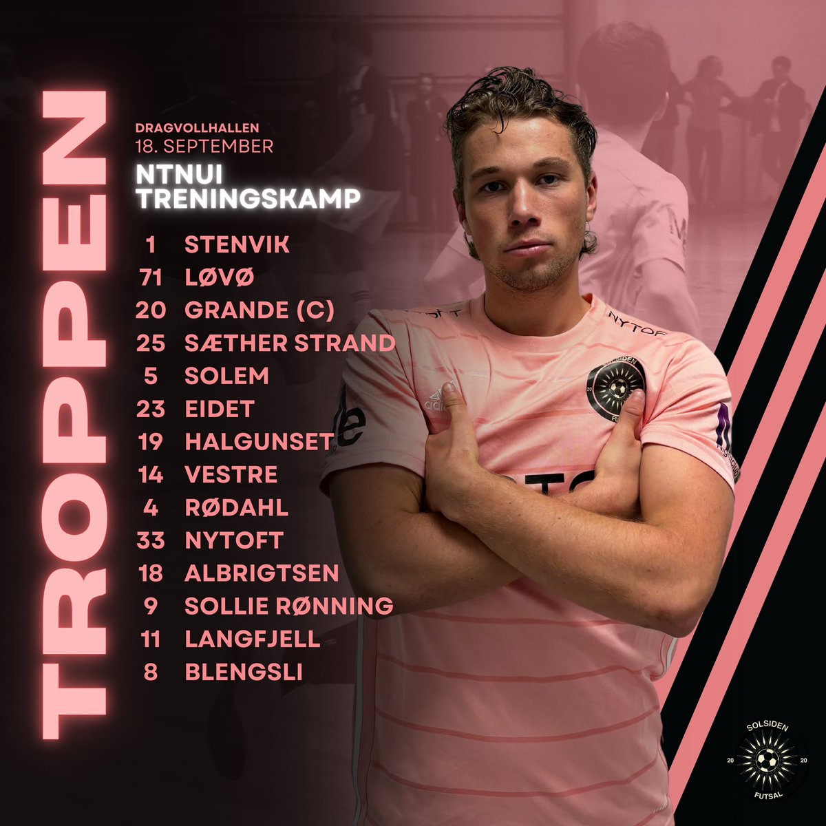 🚨MATCHDAY
Vi spiller i kveld vår første treningskamp for sesongen borte mot NTNUI 🤝
Vi får hele 3 debuter i kveldens kamp når Oliver Langfjell, Sander Halgunset og Anders Nytoft spiller sin første kamp etter overgangen til Solsiden🩷
⏰ 19:15, 3x20 minutter

🎨 sitronmedia