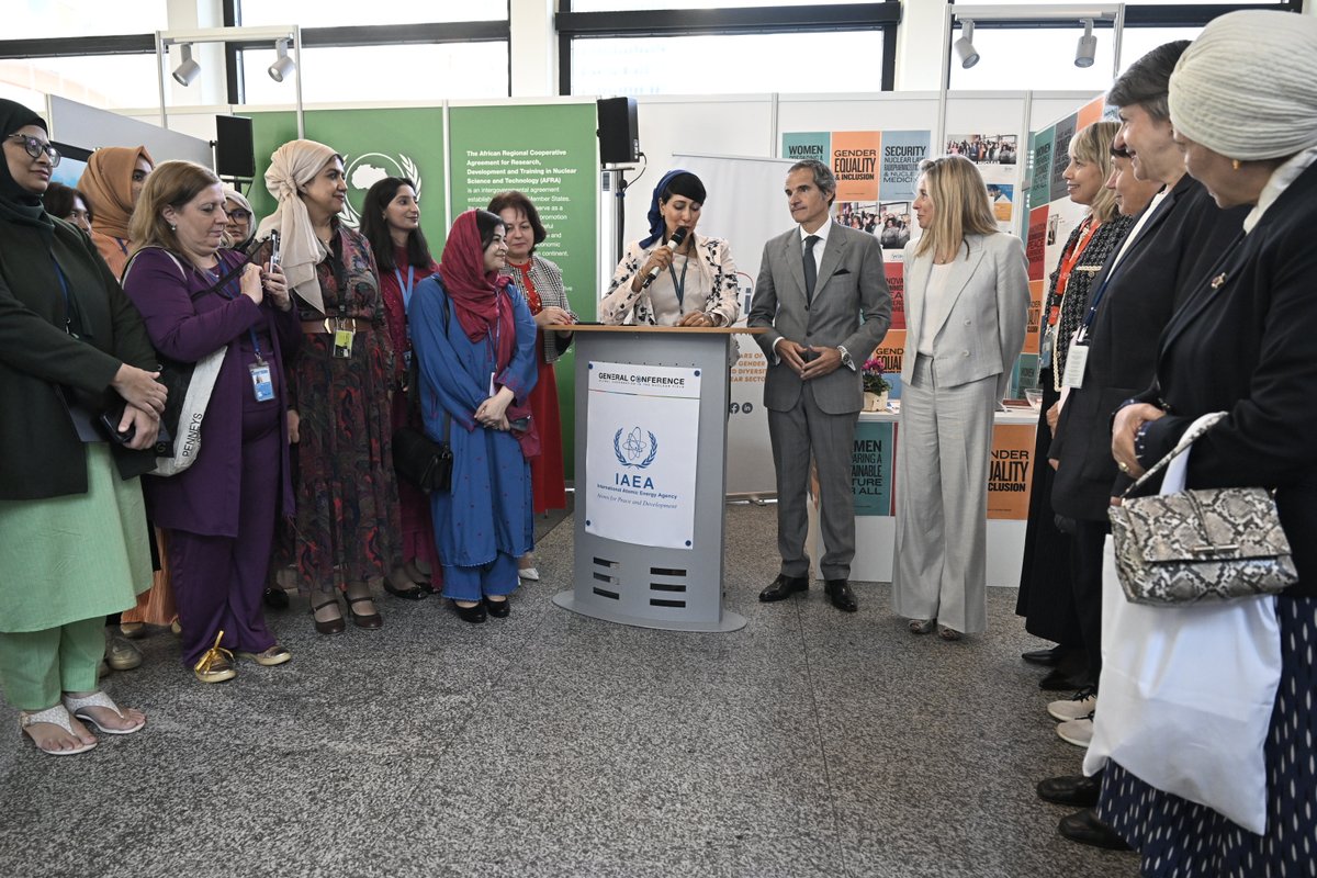 rafaelmgrossi's tweet photo. Opened the @WiNglobal booth at #IAEAGC—#NuclearNeedsWomen, and the future of nuclear must be inclusive and diverse to thrive. Let’s keep breaking down barriers and championing diversity. If you're at the VIC, make sure to visit and see how they're driving change! https://t.co/J5eWjrj9FY