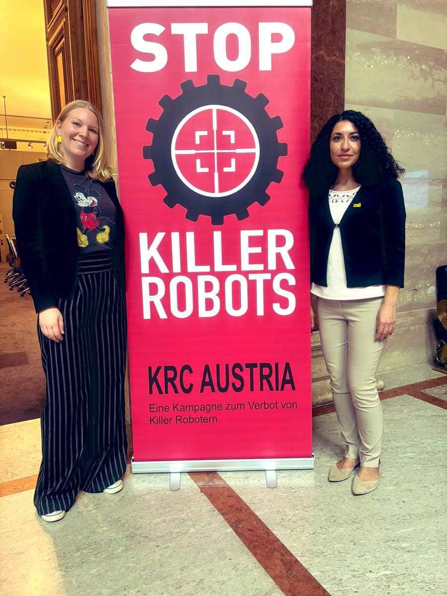 ShouraHashemi's tweet image. Ich bin heute mit Marit von @BanKillerRobots im Parlament, und wir sammeln Unterschriften für ein weltweites Rechtsinstrument zur Regelung von automatisierten Waffensystemen. Wir freuen uns über viele Abgeordnete, die sich dazu bekennen. @krcaustria 
#StopKillerRobots