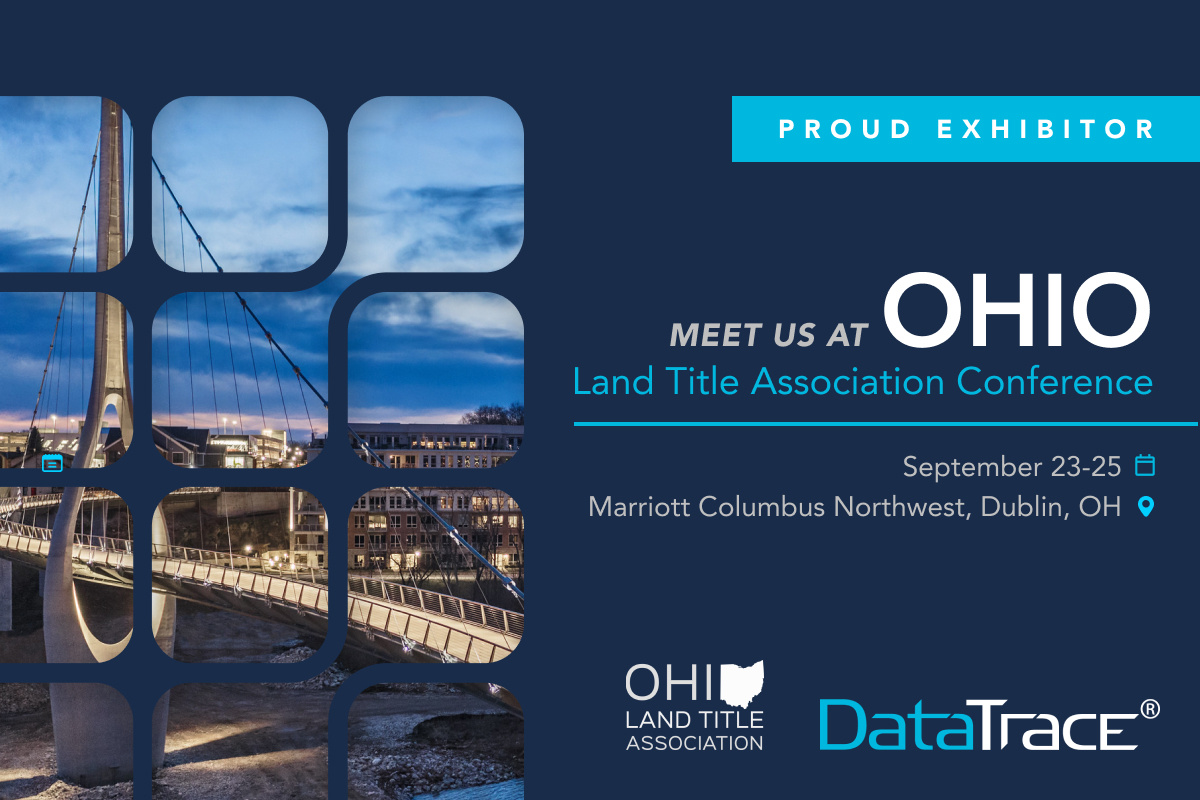 DataTraceTitle's tweet image. Meet with us at Ohio LTA! 

Future-proof your business with DataTrace! With new title automation and AI-driven technologies, we want to help you take your business to the next level. Visit with our sales reps, Ben Bellomo &amp;amp; Nate Crusoe to learn more.