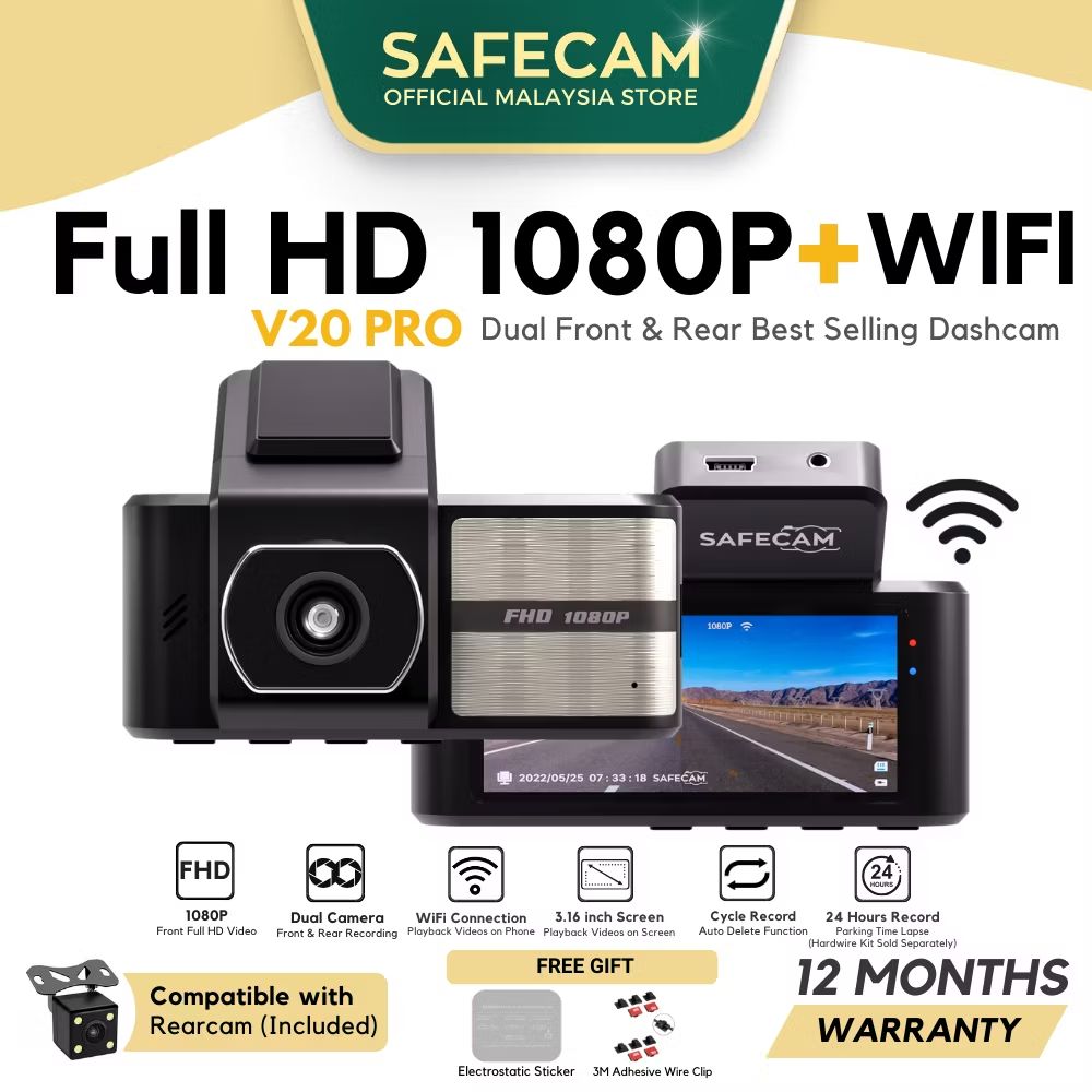 JohanAfendey's tweet photo. Check out SAFECAM V20 Pro Front Rear Cam Dual Cameras Full HD 1080P WIFI Dashcam Night Vision App Control for RM152.00 - RM181.00. Get it on Shopee now! https://t.co/era25bFRqQ https://t.co/jSo0IzFUyK