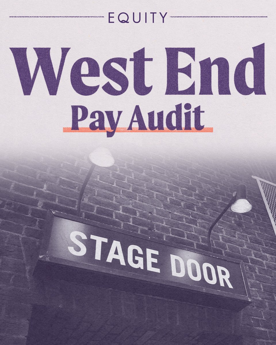 📨 If you are a member on a current West End show, check your inbox for our annual pay audit! 

This is important as it helps us build a picture of pay in advance of our next negotiations. 

Please fill it out and encourage others to do so. Any issues contact your Equity Deputy