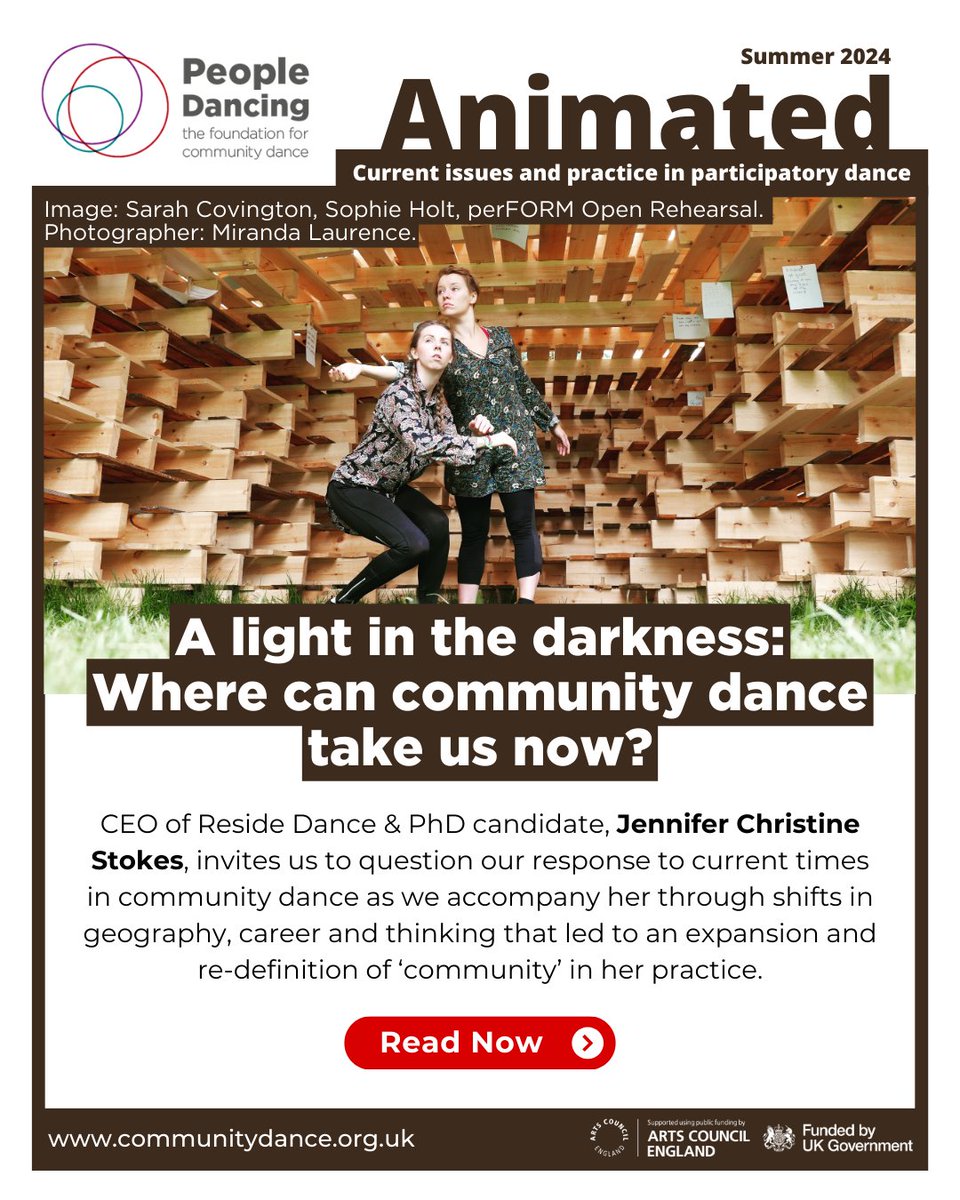 A light in the darkness: Jennifer Christine Stokes explores how community dance can evolve in response to our times, reflecting on her journey and the re-definition of 'community' in her practice. <a href="/ResideDance/">Reside Dance C.I.C.</a> 

Read more: shorturl.at/s6Qrn