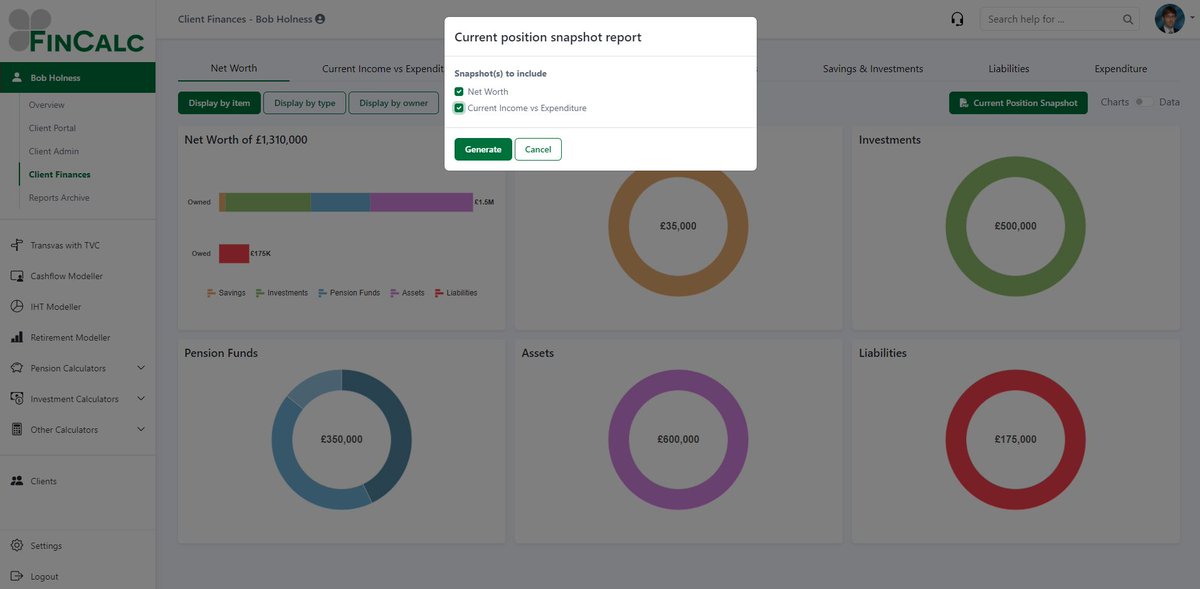 🚀 Exciting News from <a href="/FinCalcUK/">FinCalcUK</a> ! 🚀

Another week, another new feature! We're thrilled to introduce our New Snapshot Reports – designed to give you instant access to key financial metrics like Net Worth and Current Income vs Expenditure.

#FinancialPlanning #SnapshotReports