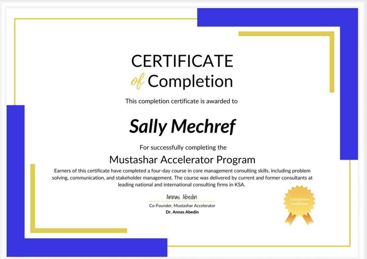 MhrS4569's tweet photo. I am pleased to share that I have completed the @MustasharAcc .
Special thanks to Dr. Annas Abedin and the team for their guidance and support.✨
#MustasharAccelerator https://t.co/6se4DEmRXh