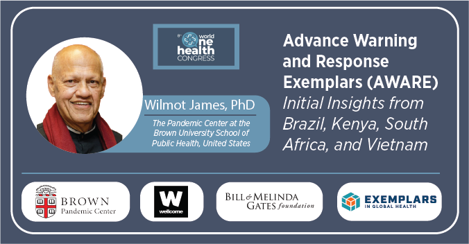 Pandemic Center at Brown School of Public Health (@pandemiccenter) on Twitter photo At <a href="/WOHCongress/">World One Health Congress</a>, Pandemic Center Senior Adviser @WilmotJames will discuss our Advance Warning and Response #Exemplars (AWARE) project. We have been working closely with our partners @ExemplarsHealth, @WellcomeTrust , and <a href="/gatesfoundation/">Gates Foundation</a> and are excited to share more! #WOHC2024 At <a href="/WOHCongress/">World One Health Congress</a>, Pandemic Center Senior Adviser @WilmotJames will discuss our Advance Warning and Response #Exemplars (AWARE) project. We have been working closely with our partners @ExemplarsHealth, @WellcomeTrust , and <a href="/gatesfoundation/">Gates Foundation</a> and are excited to share more! #WOHC2024