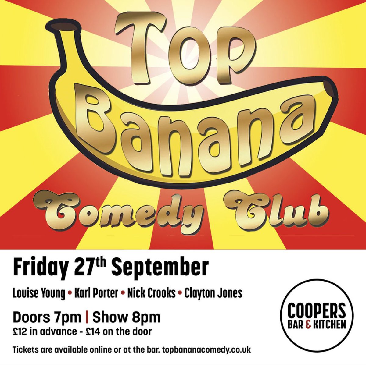 ThreeSwordsLS20's tweet photo. A date for your diaries🤩…
•
•
Comedy Night brought to you by @top_banana_comedy is returning to our function room on the 27th September😮‍💨
•
•
Boasting some top comedians so we can promise you that it will be night full of laughs, so make sure you don’t miss out🍻 https://t.co/gQBBoHBGvL