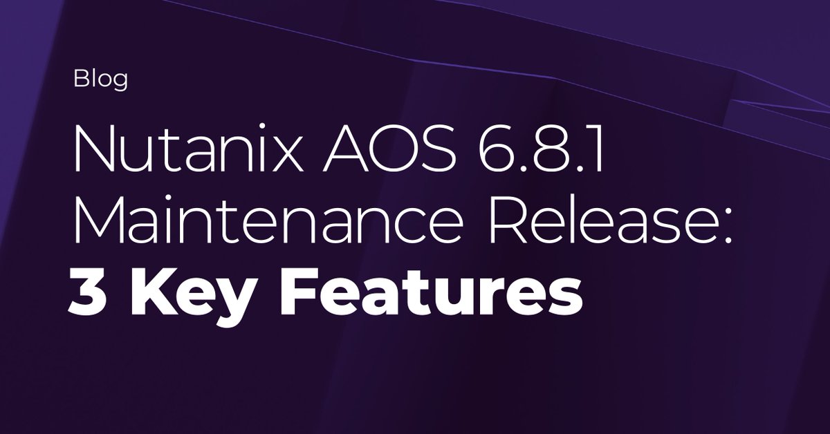 odiaz_iisl's tweet image. Nutanix AOS just got better! With version 6.8.1, expect increased storage density, optimized disaster recovery, and improved regulatory compliance. Take a deeper look: oal.lu/06jmp