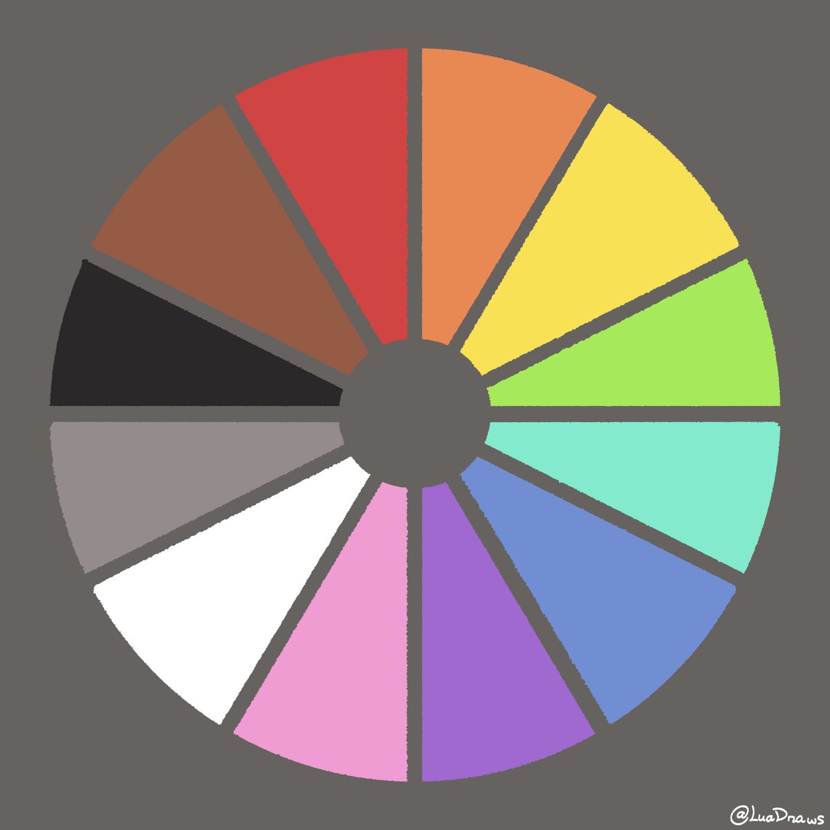 LuaDraws's tweet image. I'm late to this trend but I want to participate in the color wheel challenge !
Tell me red characters and I will draw them🎨❤️