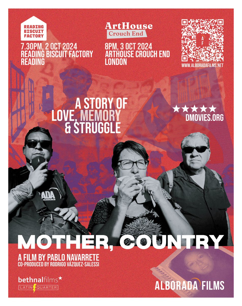 MOTHER, COUNTRY (<a href="/mothercountry24/">Mother, Country (Documentary)</a>)  

A STORY OF LOVE, MEMORY &amp; STRUGGLE  

Two upcoming October UK screenings of our new documentary #MotherCountryFilm directed by <a href="/pablonav1/">Pablo Navarrete #StopArmingIsrael</a>:

1) <a href="/Rdng_bsct_fctry/">Reading Biscuit Factory</a> (Reading/England) - Wednesday 2 October, 2024

Post screening Q&amp;A w/ the director