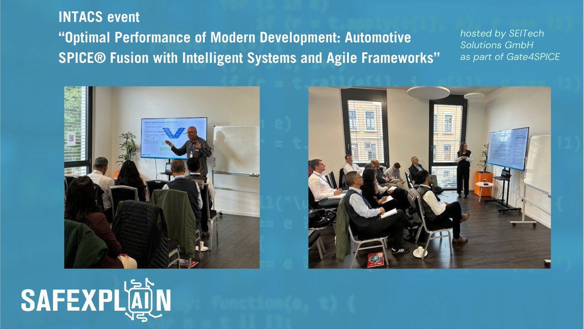 SafexplainAI's tweet image. Thanks to @SeitechFSO  for hosting this important INTACS event and inviting #safexplain partner @exidadev  to give the keynote and lead a workshop. 

More info about our participation here 👇 
safexplain.eu/event/gate4spi…