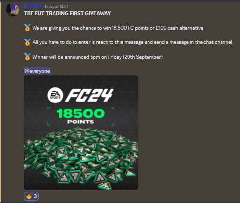 jk720031's tweet photo. 🥳18,500 FC POINT GIVEAWAY🥳

Like this tweet to enter

-Join the new fc25 trading server for a double entry! https://t.co/4hDB21SiuH
