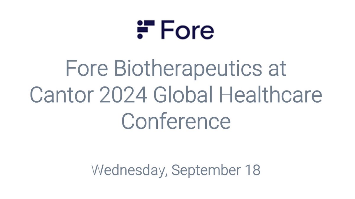 ForeBiotx's tweet image. Attending Cantor’s 2024 Global Healthcare Conference? Today, William Hinshaw, Chief Executive Officer and Michael Byrnes, Chief Financial Officer of FORE Bio will host and participate in one-on-one meetings. #CantorHCC