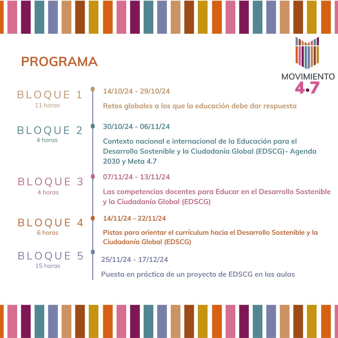 Si eres docente en activo y quieres abordar la práctica educativa desde una mirada de Desarrollo Sostenible y la Ciudadanía Global, ¡no te pierdas esta formación online! 👇👇

🔗¡Plazas limitadas! Inscríbete aquí: forms.gle/48ZFDHsMKbbQg8…
📩Más info: acortar.link/nyxfRZ