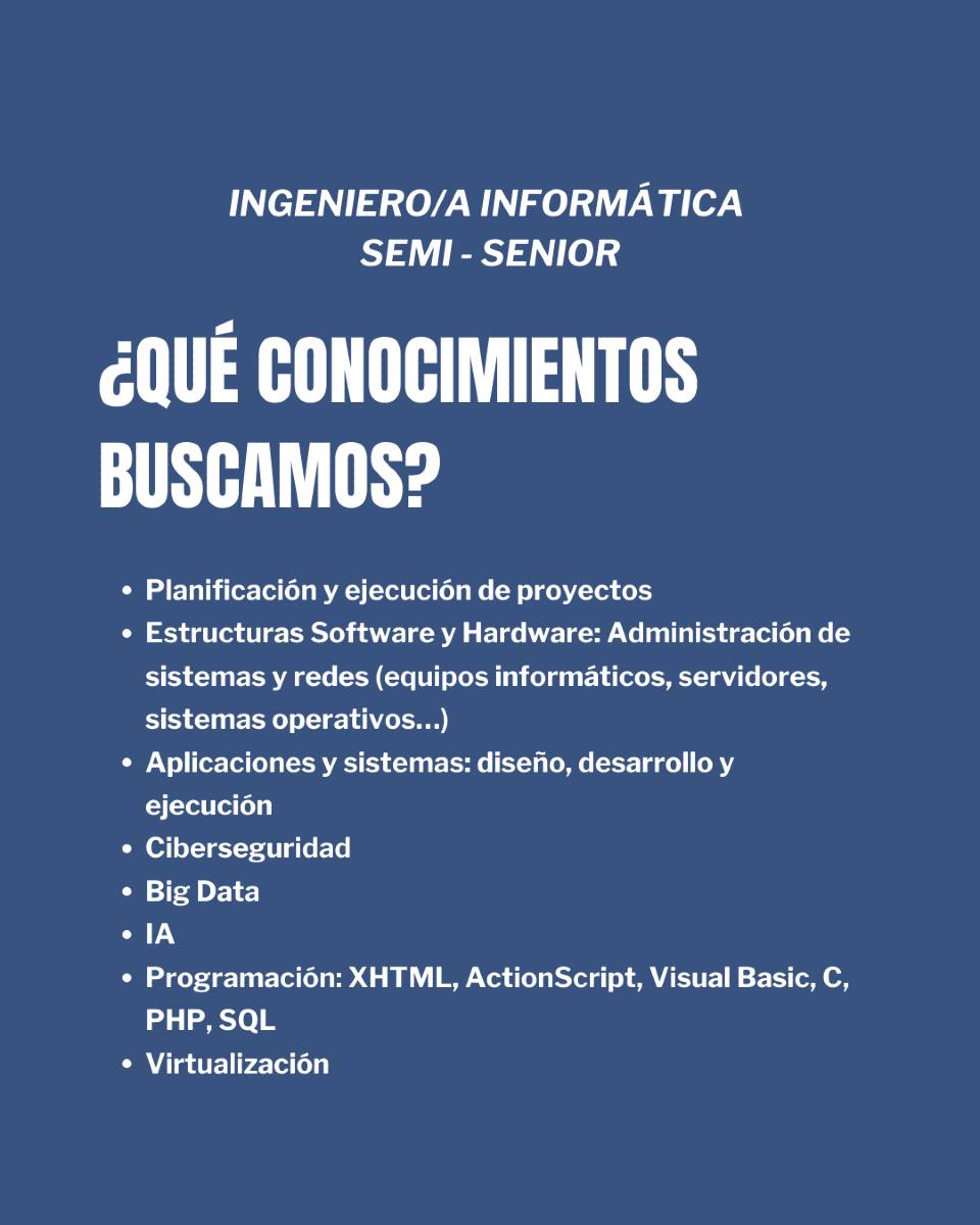 evelbTecnicas's tweet photo. OFERTA DE EMPLEO|💡 En #evelb estamos contratando #hiring: 

- Ingeniero/a informático
- Diseñador/a web

📨 Envíanos tu cv a hr@evelb.es https://t.co/xJBaHat54J