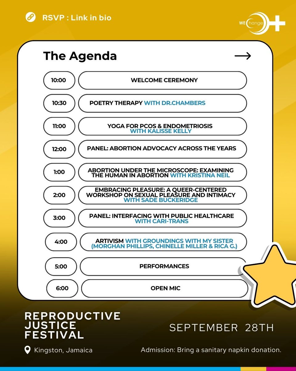 Come vibe with us at the Reproductive Justice Festival! Admission is FREE with a donation of sanitary products for our napkin drive.

We’ve got a full day of panels, workshops, art activities, and more, kicking off at 10 AM! Whether you're into poetry, yoga, abortion advocacy, or