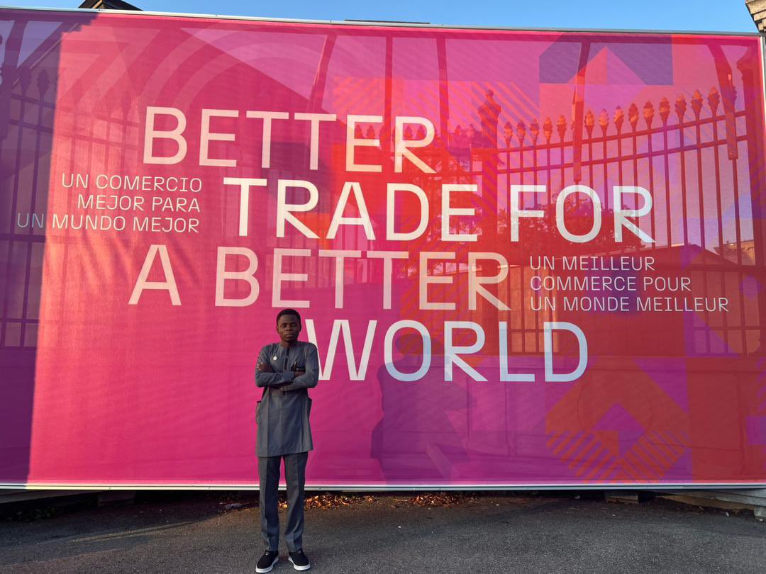 AgrofixiNG's tweet photo. Last week, our Team Lead, @ericofthenorth_  attended the World Trade Organization Public Forum 2024 in Geneva as a Young Trade Leader. https://t.co/UAmPuONze3