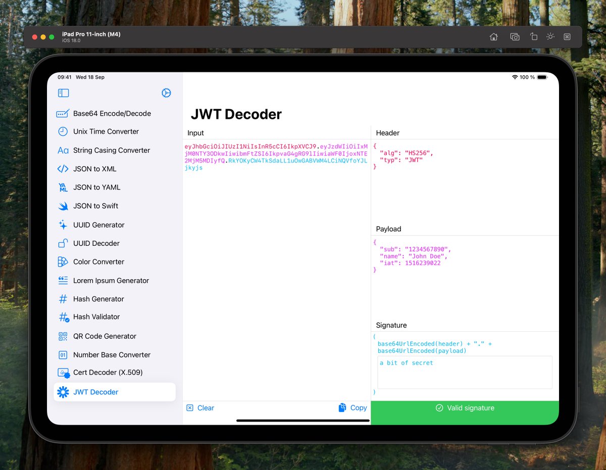 StrAbZ's tweet image. And another tool added, JWT Decoder. #BuildInPublic #iOSDev #MacDev