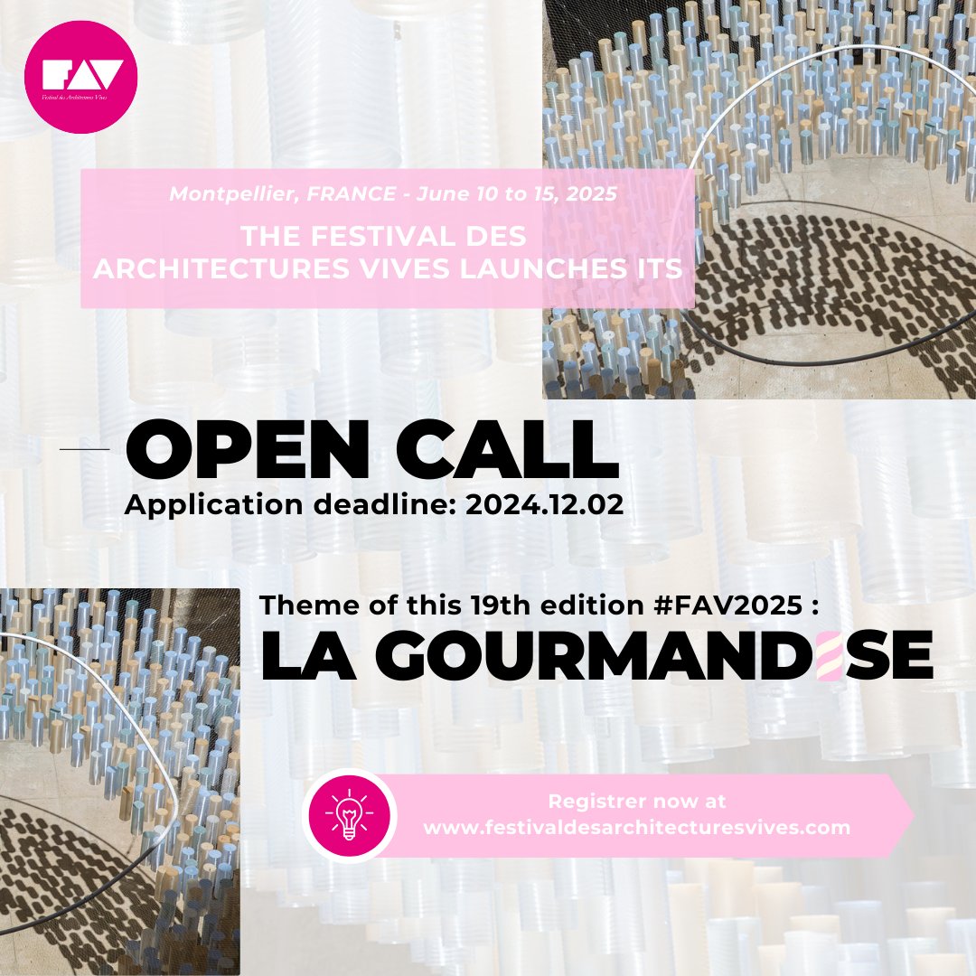 Le FAV 2025 est lancé ! 🩷

Du 10 au 15 juin 2025 se déroulera la 19ème édition, sous la thématique de la Gourmandise.

Inscrivez-vous dès maintenant sur le site du FAV! 

📣Date limite candidatures : 2 décembre 2024.