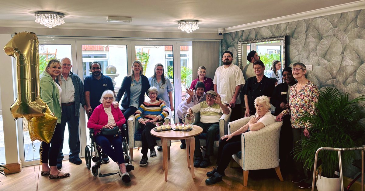 Residents and staff at Osbourne Court gathered in the lobby to celebrate their one-year anniversary as part of the B&amp;M Care family! 📷 The home has achieved so much over the past year, and we’re all excited to see what the next year holds!

#Baldock #BMCare #Milestone