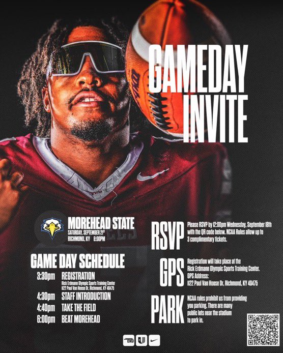 Thank you for the invite can’t wait to get there!!🏈
<a href="/EKUFootball/">EKU Football</a> 
<a href="/Maxwe11EKU/">Maxwell Smith</a> 
<a href="/VikeNationFB/">Viking Football</a> 
<a href="/CoachParker99/">Andre Parker</a>