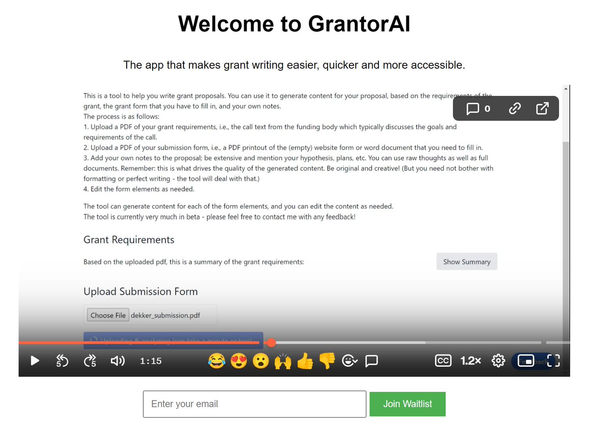 Matthijs Cluitmans (@m_cluitmans) on Twitter photo Launching soon! 🚀 Tired of the time spent on grant writing? Let's make the process quicker, easier, and more accessible, allowing scientists to focus on their innovative ideas. My simple AI-based assistant is now live for testing - join the mailing list at Launching soon! 🚀 Tired of the time spent on grant writing? Let's make the process quicker, easier, and more accessible, allowing scientists to focus on their innovative ideas. My simple AI-based assistant is now live for testing - join the mailing list at